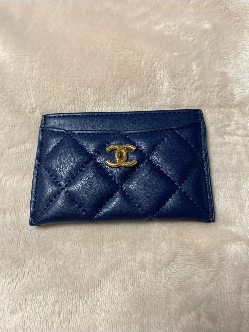 ChaneI Cardholder Navy Blue with Gold-Tone Hardware NEW !!